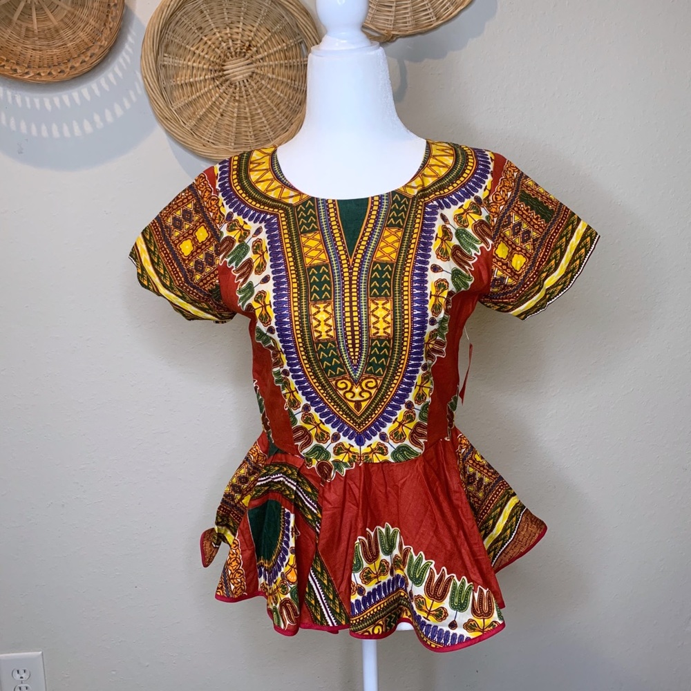 African Print Peplum Blouse